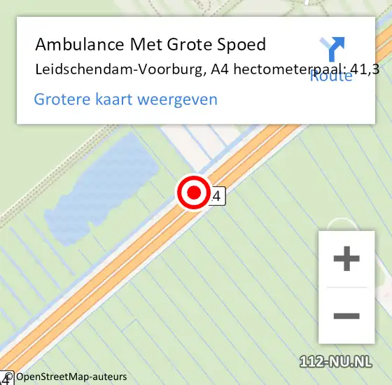 Locatie op kaart van de 112 melding: Ambulance Met Grote Spoed Naar Leidschendam-Voorburg, A4 hectometerpaal: 41,3 op 30 juni 2022 14:52