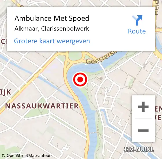 Locatie op kaart van de 112 melding: Ambulance Met Spoed Naar Alkmaar, Clarissenbolwerk op 30 juni 2022 15:03