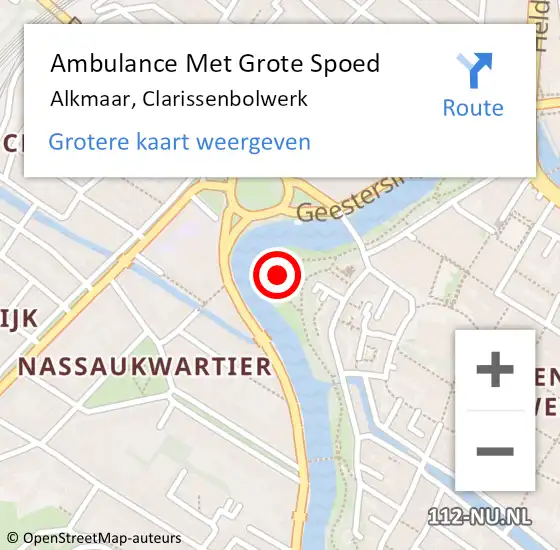 Locatie op kaart van de 112 melding: Ambulance Met Grote Spoed Naar Alkmaar, Clarissenbolwerk op 30 juni 2022 15:03