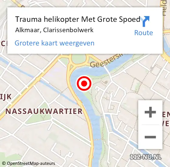 Locatie op kaart van de 112 melding: Trauma helikopter Met Grote Spoed Naar Alkmaar, Clarissenbolwerk op 30 juni 2022 15:05