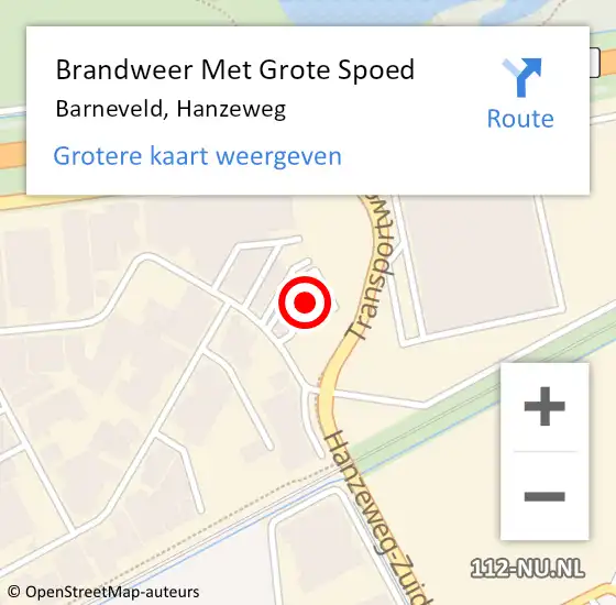 Locatie op kaart van de 112 melding: Brandweer Met Grote Spoed Naar Barneveld, Hanzeweg op 30 juni 2022 15:23