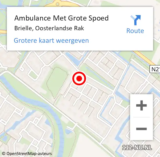 Locatie op kaart van de 112 melding: Ambulance Met Grote Spoed Naar Brielle, Oosterlandse Rak op 21 juli 2014 19:46