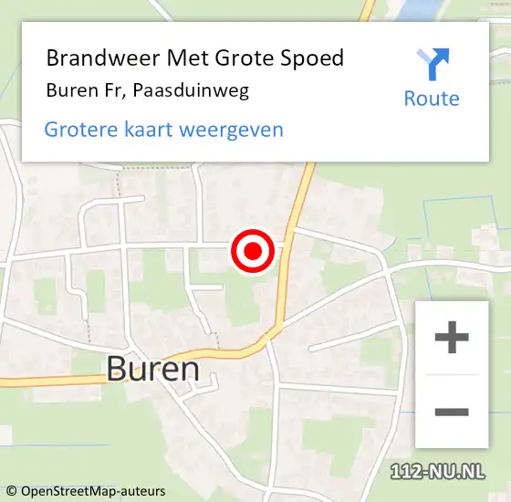 Locatie op kaart van de 112 melding: Brandweer Met Grote Spoed Naar Buren Fr, Paasduinweg op 21 juli 2014 19:46