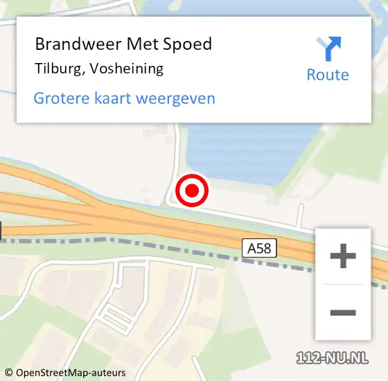 Locatie op kaart van de 112 melding: Brandweer Met Spoed Naar Tilburg, Vosheining op 30 juni 2022 15:32