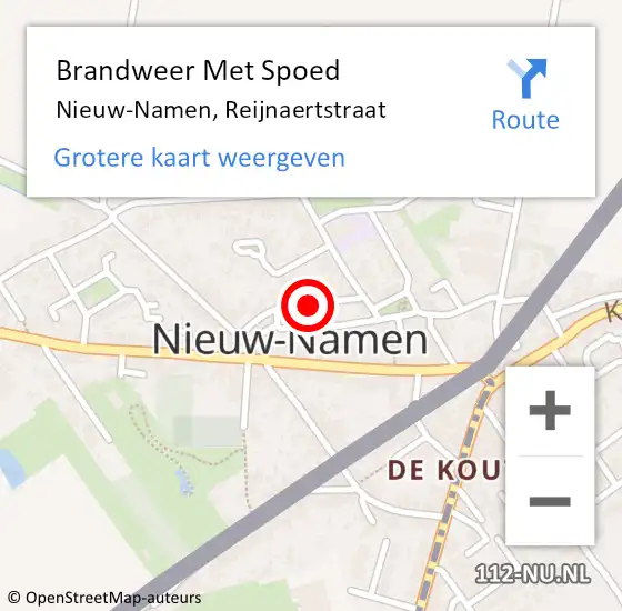 Locatie op kaart van de 112 melding: Brandweer Met Spoed Naar Nieuw-Namen, Reijnaertstraat op 30 juni 2022 15:47