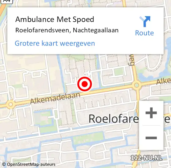 Locatie op kaart van de 112 melding: Ambulance Met Spoed Naar Roelofarendsveen, Nachtegaallaan op 30 juni 2022 15:56