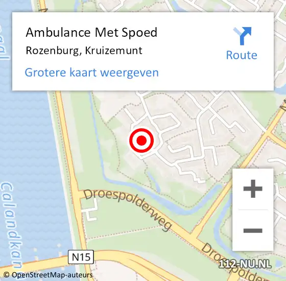 Locatie op kaart van de 112 melding: Ambulance Met Spoed Naar Rozenburg, Kruizemunt op 30 juni 2022 15:57