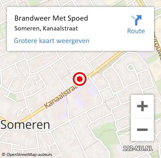 Locatie op kaart van de 112 melding: Brandweer Met Spoed Naar Someren, Kanaalstraat op 30 juni 2022 16:01