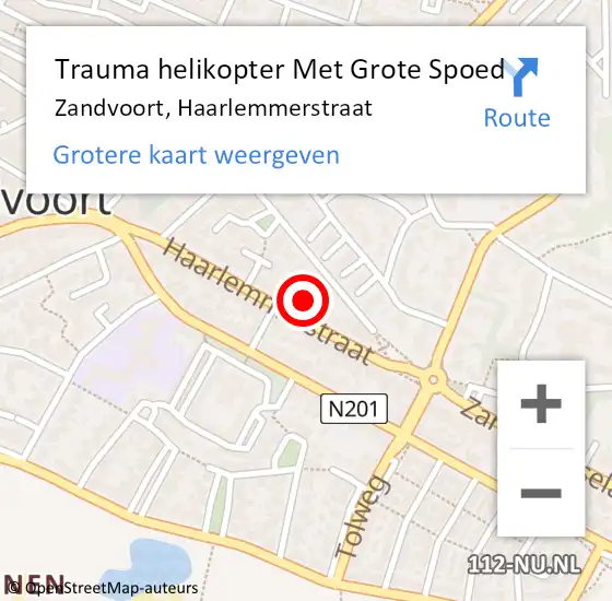 Locatie op kaart van de 112 melding: Trauma helikopter Met Grote Spoed Naar Zandvoort, Haarlemmerstraat op 30 juni 2022 16:01