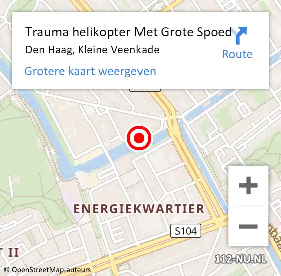 Locatie op kaart van de 112 melding: Trauma helikopter Met Grote Spoed Naar Den Haag, Kleine Veenkade op 30 juni 2022 16:06