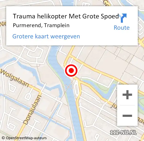 Locatie op kaart van de 112 melding: Trauma helikopter Met Grote Spoed Naar Purmerend, Tramplein op 30 juni 2022 16:16