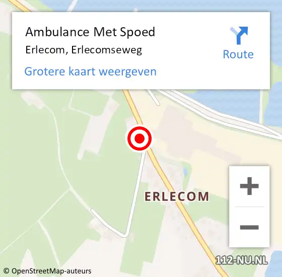 Locatie op kaart van de 112 melding: Ambulance Met Spoed Naar Erlecom, Erlecomseweg op 30 juni 2022 16:19