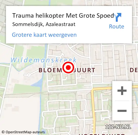 Locatie op kaart van de 112 melding: Trauma helikopter Met Grote Spoed Naar Sommelsdijk, Azaleastraat op 30 juni 2022 16:25