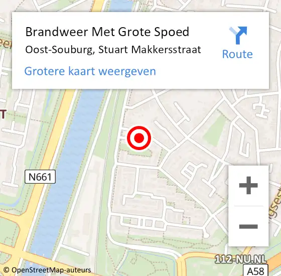 Locatie op kaart van de 112 melding: Brandweer Met Grote Spoed Naar Oost-Souburg, Stuart Makkersstraat op 30 juni 2022 16:35