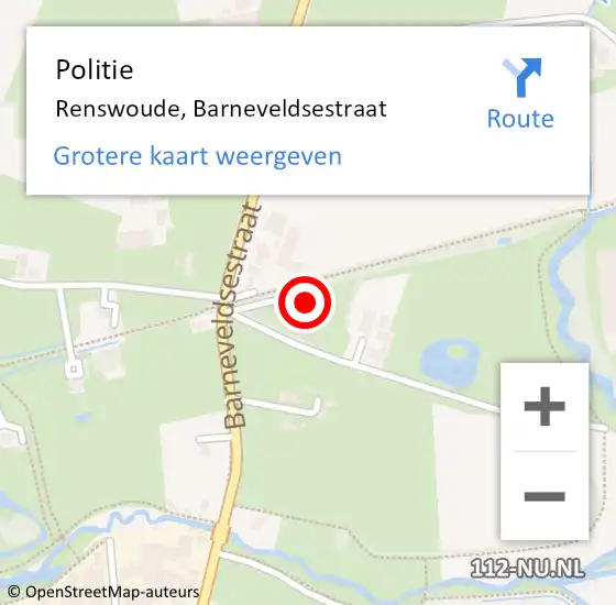 Locatie op kaart van de 112 melding: Politie Renswoude, Barneveldsestraat op 30 juni 2022 17:07