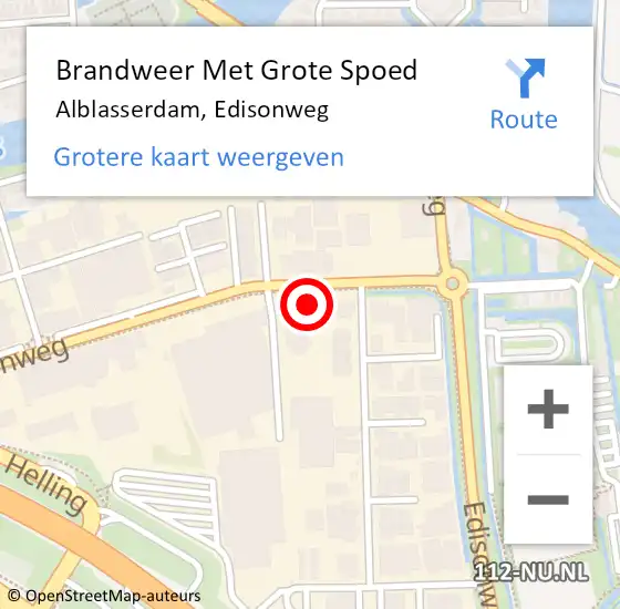 Locatie op kaart van de 112 melding: Brandweer Met Grote Spoed Naar Alblasserdam, Edisonweg op 30 juni 2022 17:19