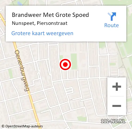 Locatie op kaart van de 112 melding: Brandweer Met Grote Spoed Naar Nunspeet, Piersonstraat op 21 juli 2014 19:59