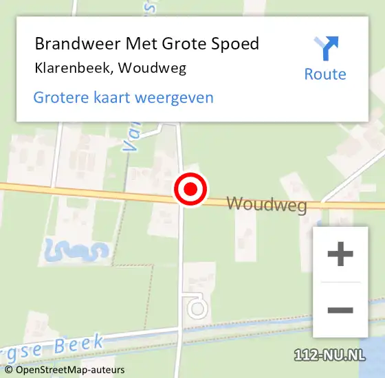 Locatie op kaart van de 112 melding: Brandweer Met Grote Spoed Naar Klarenbeek, Woudweg op 30 juni 2022 18:19