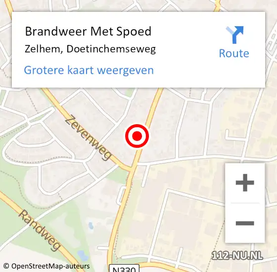 Locatie op kaart van de 112 melding: Brandweer Met Spoed Naar Zelhem, Doetinchemseweg op 30 juni 2022 18:48