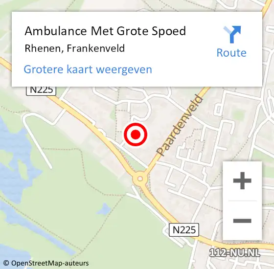 Locatie op kaart van de 112 melding: Ambulance Met Grote Spoed Naar Rhenen, Frankenveld op 30 juni 2022 19:04