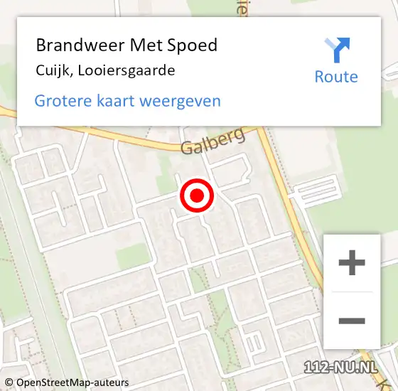 Locatie op kaart van de 112 melding: Brandweer Met Spoed Naar Cuijk, Looiersgaarde op 30 juni 2022 19:09