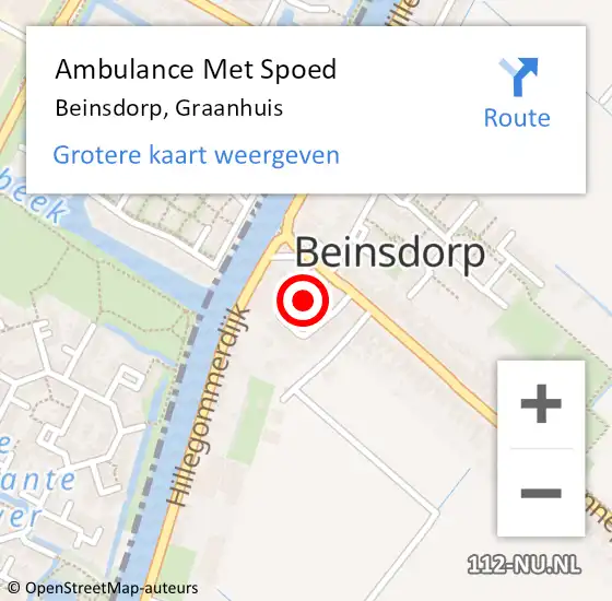 Locatie op kaart van de 112 melding: Ambulance Met Spoed Naar Beinsdorp, Graanhuis op 30 juni 2022 19:14