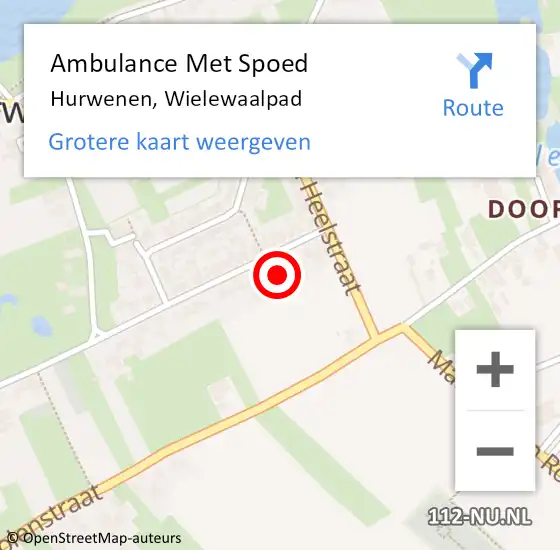 Locatie op kaart van de 112 melding: Ambulance Met Spoed Naar Hurwenen, Wielewaalpad op 30 juni 2022 19:17