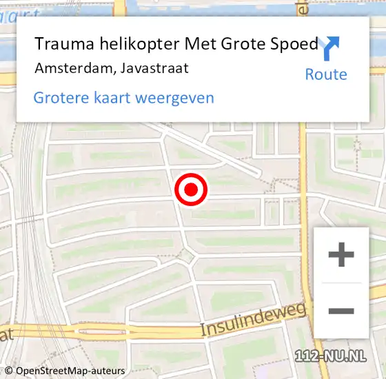 Locatie op kaart van de 112 melding: Trauma helikopter Met Grote Spoed Naar Amsterdam, Javastraat op 30 juni 2022 19:57