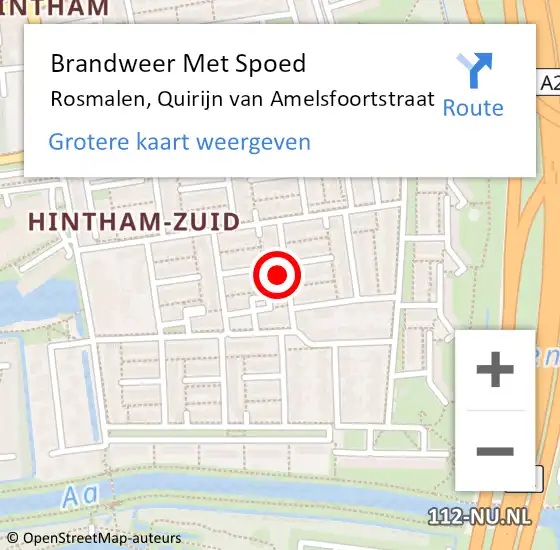 Locatie op kaart van de 112 melding: Brandweer Met Spoed Naar Rosmalen, Quirijn van Amelsfoortstraat op 30 juni 2022 20:00