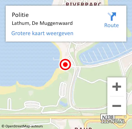 Locatie op kaart van de 112 melding: Politie Lathum, De Muggenwaard op 30 juni 2022 20:03