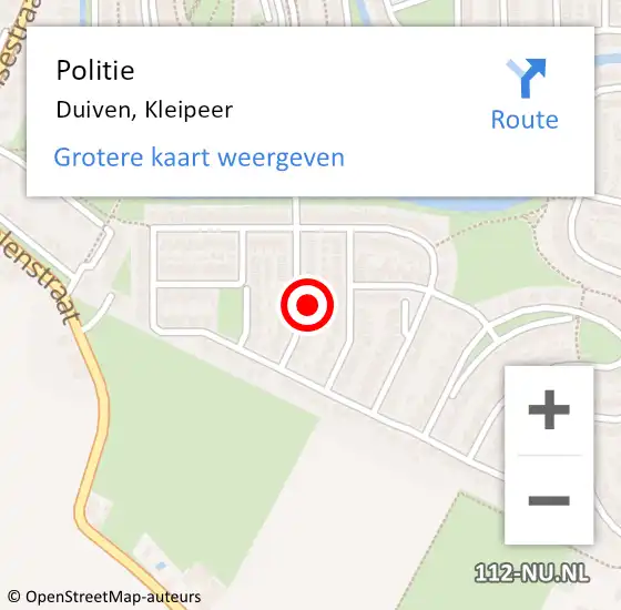 Locatie op kaart van de 112 melding: Politie Duiven, Kleipeer op 30 juni 2022 20:12