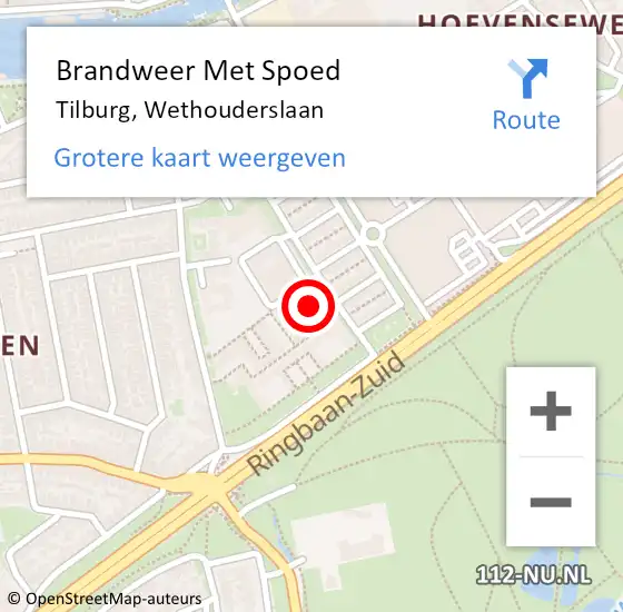 Locatie op kaart van de 112 melding: Brandweer Met Spoed Naar Tilburg, Wethouderslaan op 30 juni 2022 20:20