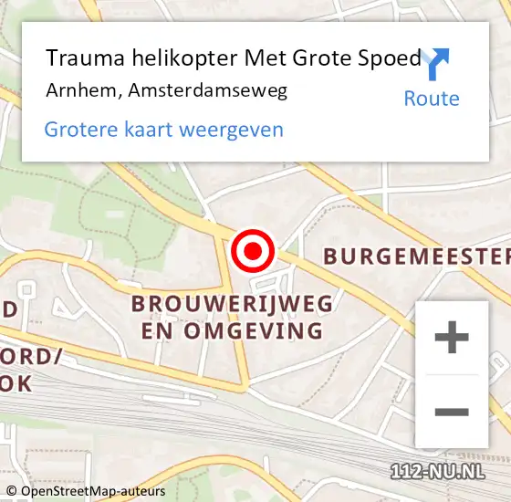 Locatie op kaart van de 112 melding: Trauma helikopter Met Grote Spoed Naar Arnhem, Amsterdamseweg op 30 juni 2022 20:36