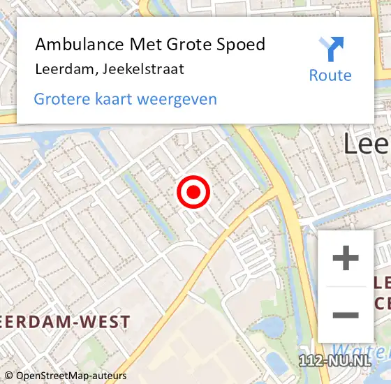 Locatie op kaart van de 112 melding: Ambulance Met Grote Spoed Naar Leerdam, Jeekelstraat op 30 juni 2022 20:39