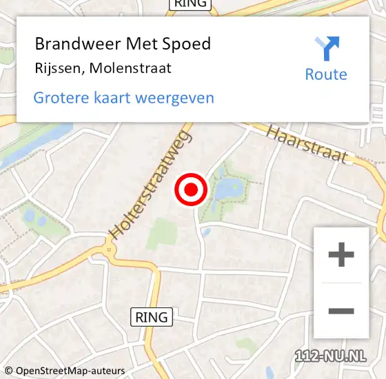 Locatie op kaart van de 112 melding: Brandweer Met Spoed Naar Rijssen, Molenstraat op 30 juni 2022 20:51