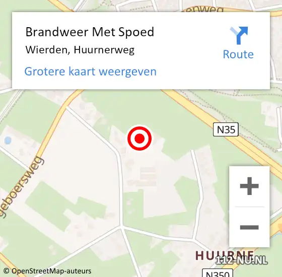 Locatie op kaart van de 112 melding: Brandweer Met Spoed Naar Wierden, Huurnerweg op 30 juni 2022 20:55