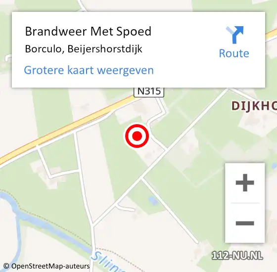 Locatie op kaart van de 112 melding: Brandweer Met Spoed Naar Borculo, Beijershorstdijk op 30 juni 2022 21:01