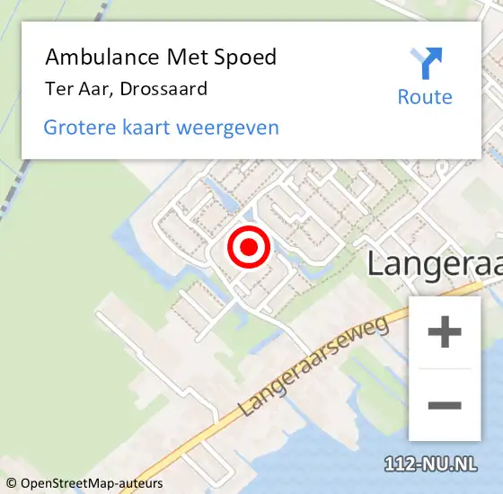 Locatie op kaart van de 112 melding: Ambulance Met Spoed Naar Ter Aar, Drossaard op 30 juni 2022 21:03