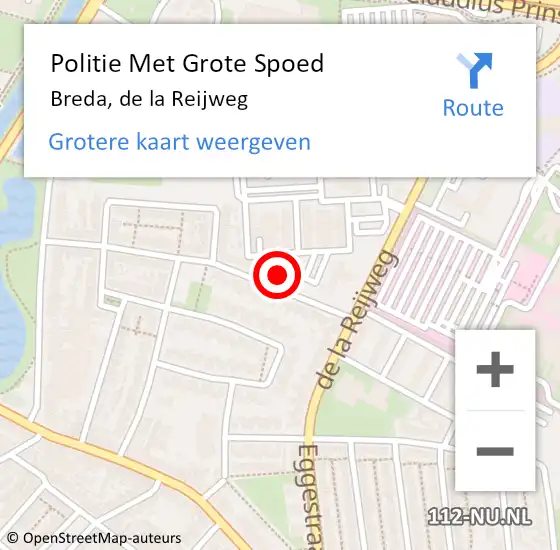 Locatie op kaart van de 112 melding: Politie Met Grote Spoed Naar Breda, de la Reijweg op 30 juni 2022 21:03