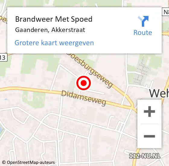 Locatie op kaart van de 112 melding: Brandweer Met Spoed Naar Gaanderen, Akkerstraat op 30 juni 2022 21:17