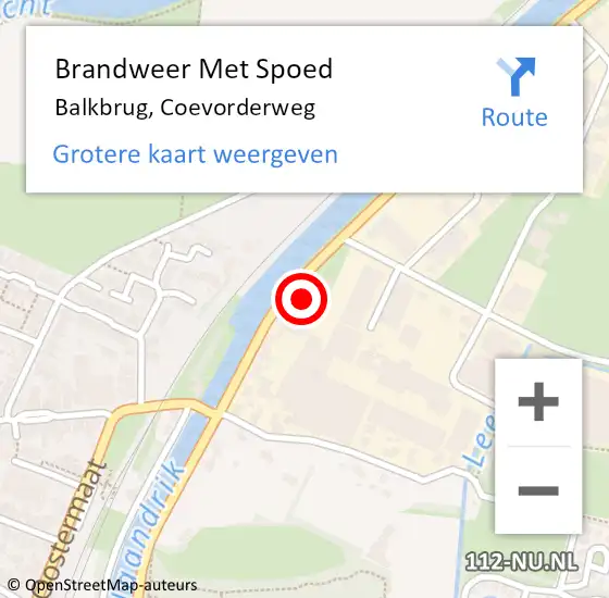 Locatie op kaart van de 112 melding: Brandweer Met Spoed Naar Balkbrug, Coevorderweg op 30 juni 2022 21:24