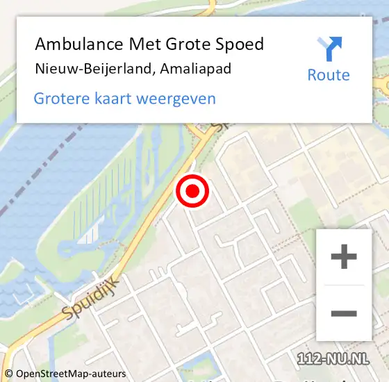 Locatie op kaart van de 112 melding: Ambulance Met Grote Spoed Naar Nieuw-Beijerland, Amaliapad op 30 juni 2022 21:31