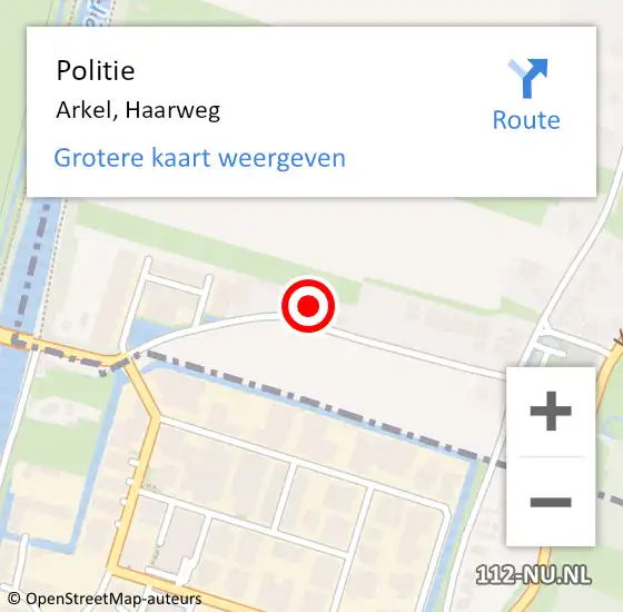 Locatie op kaart van de 112 melding: Politie Arkel, Haarweg op 30 juni 2022 21:35