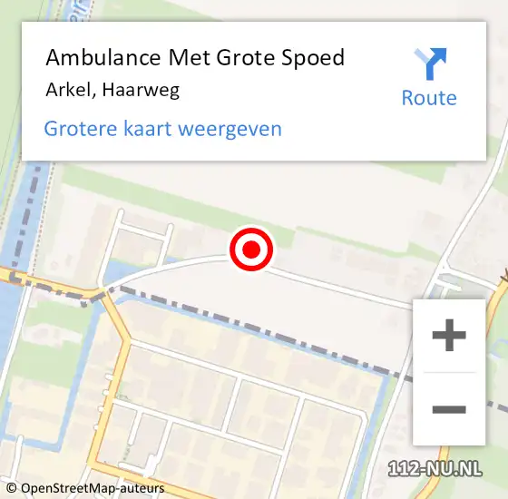 Locatie op kaart van de 112 melding: Ambulance Met Grote Spoed Naar Arkel, Haarweg op 30 juni 2022 21:35