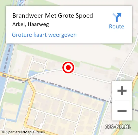 Locatie op kaart van de 112 melding: Brandweer Met Grote Spoed Naar Arkel, Haarweg op 30 juni 2022 21:35