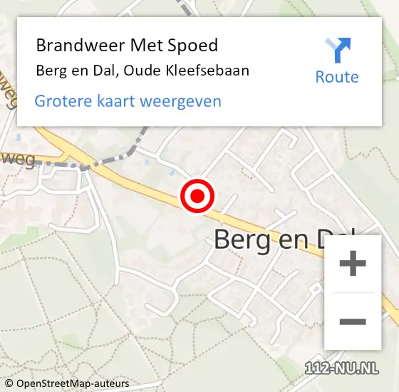 Locatie op kaart van de 112 melding: Brandweer Met Spoed Naar Berg en Dal, Oude Kleefsebaan op 30 juni 2022 21:38