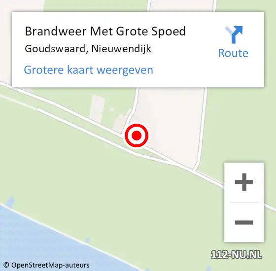 Locatie op kaart van de 112 melding: Brandweer Met Grote Spoed Naar Goudswaard, Nieuwendijk op 30 juni 2022 21:47