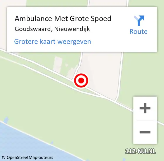 Locatie op kaart van de 112 melding: Ambulance Met Grote Spoed Naar Goudswaard, Nieuwendijk op 30 juni 2022 21:48