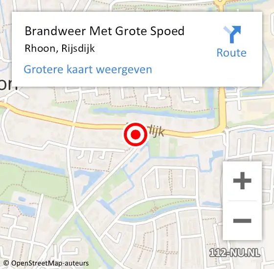 Locatie op kaart van de 112 melding: Brandweer Met Grote Spoed Naar Rhoon, Rijsdijk op 30 juni 2022 21:56