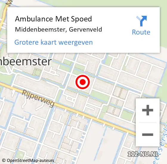 Locatie op kaart van de 112 melding: Ambulance Met Spoed Naar Middenbeemster, Gervenveld op 30 juni 2022 21:58